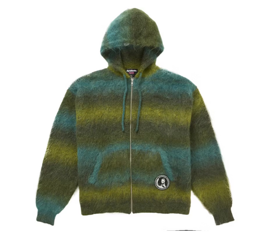 Supreme Hysteric Glamour Mohair Zip Up Hooded Sweater Olive