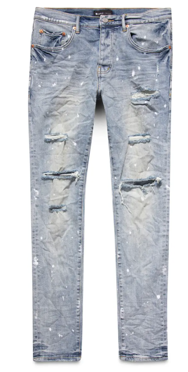 Purple Brand Paint Splatter Blue Jeans