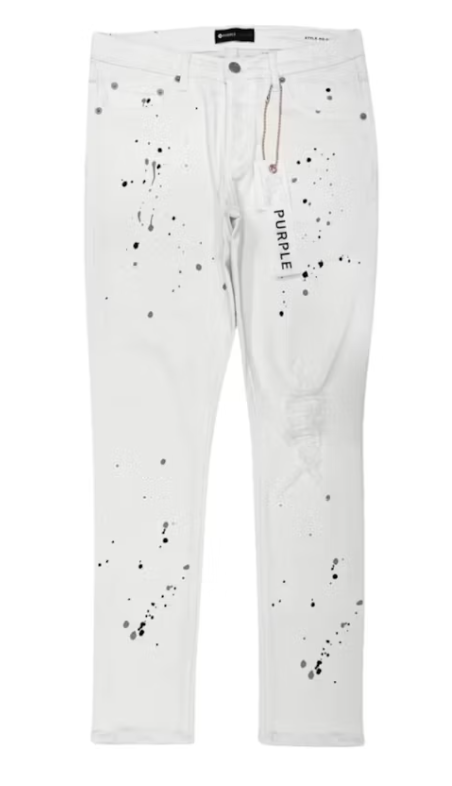 Purple Brand Paint Blowout Denim Pants White