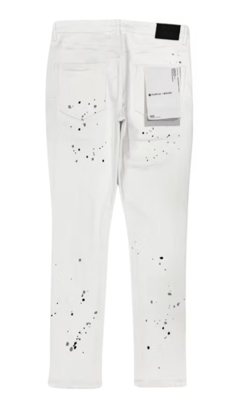 Purple Brand Paint Blowout Denim Pants White