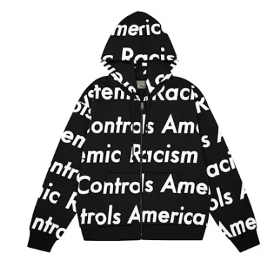 Denim Tears x Arthur Jafa Systemic Racism Controls America Zip Up Hoodie Black