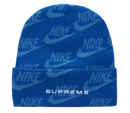 Supreme Nike Jacquard Logos Beanie Blue