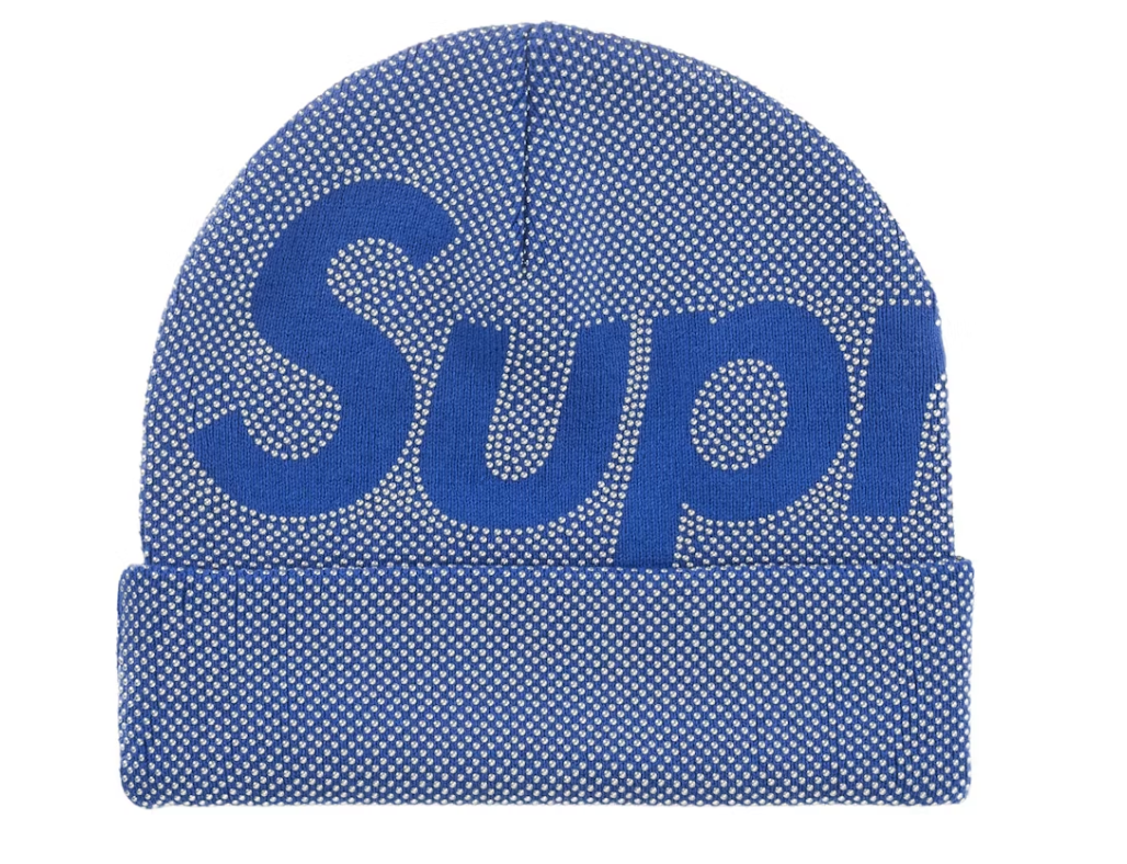 Supreme Studded Knockout Big Logo Beanie Blue