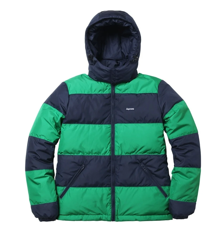 Supreme Reversible Striped Down Jacket Green