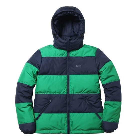 Supreme Reversible Striped Down Jacket Green