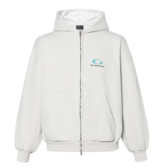 Balenciaga Loop Sports Icon Zip Up Hoodie White