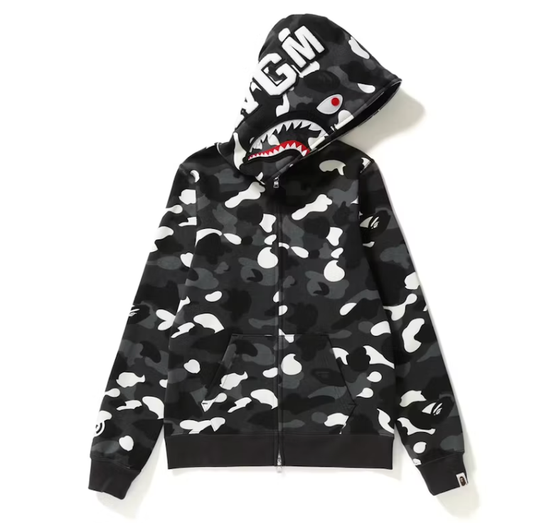 BAPE City Camo Shark WGM Full-Zip Hoodie (FW18) Black