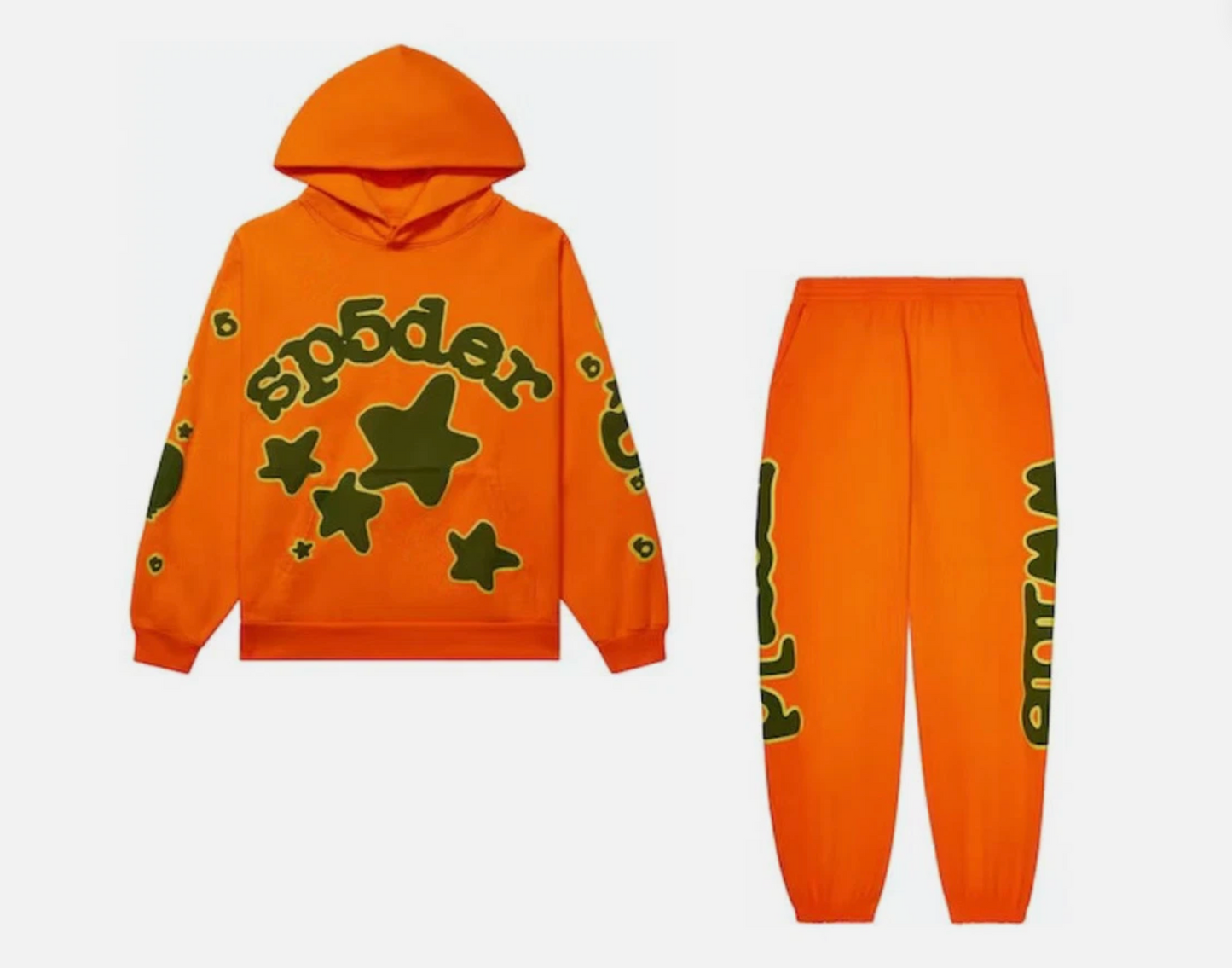 Sp5der Beluga Hoodie Orange Sweatsuit