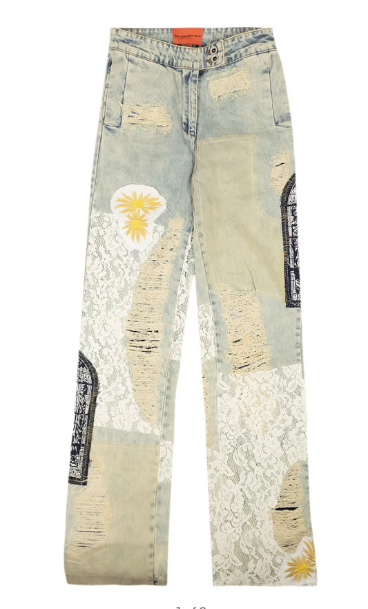 Who Decides War Hallowed Detail Denim Jeans Sky Blue