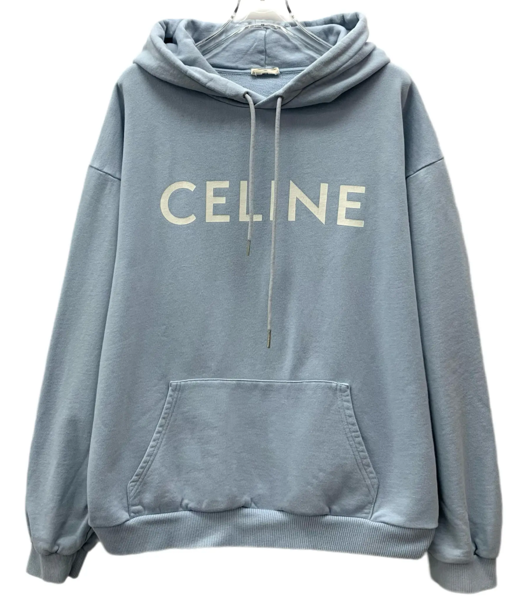 Celine Logo Hoodie Light Blue