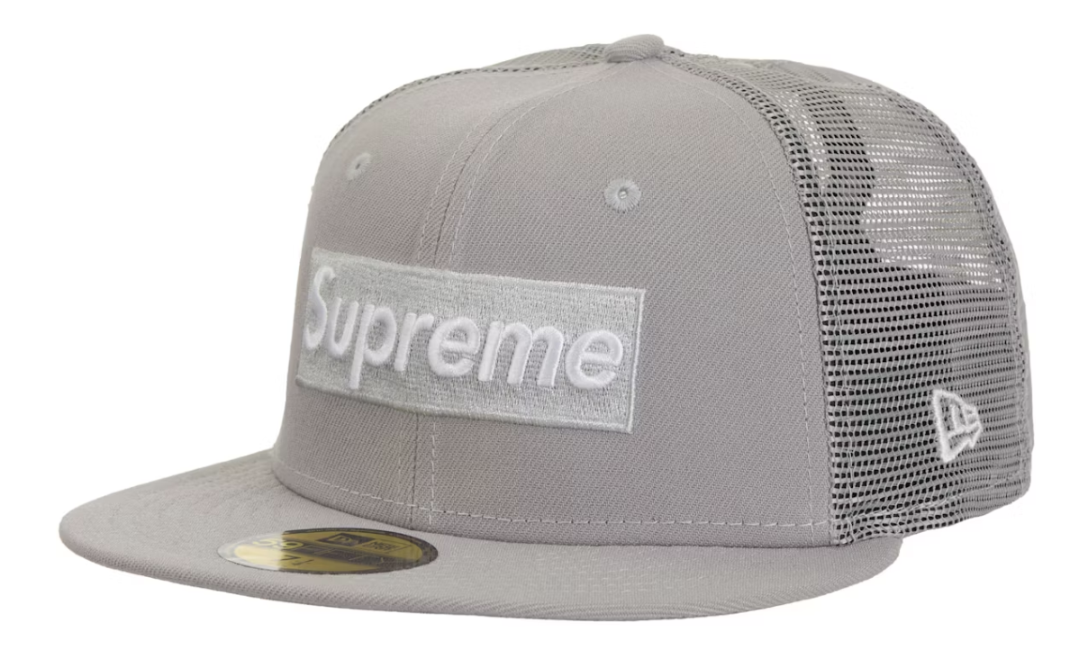 Supreme Box Logo Mesh Back New Era Cap (SS24) Gray