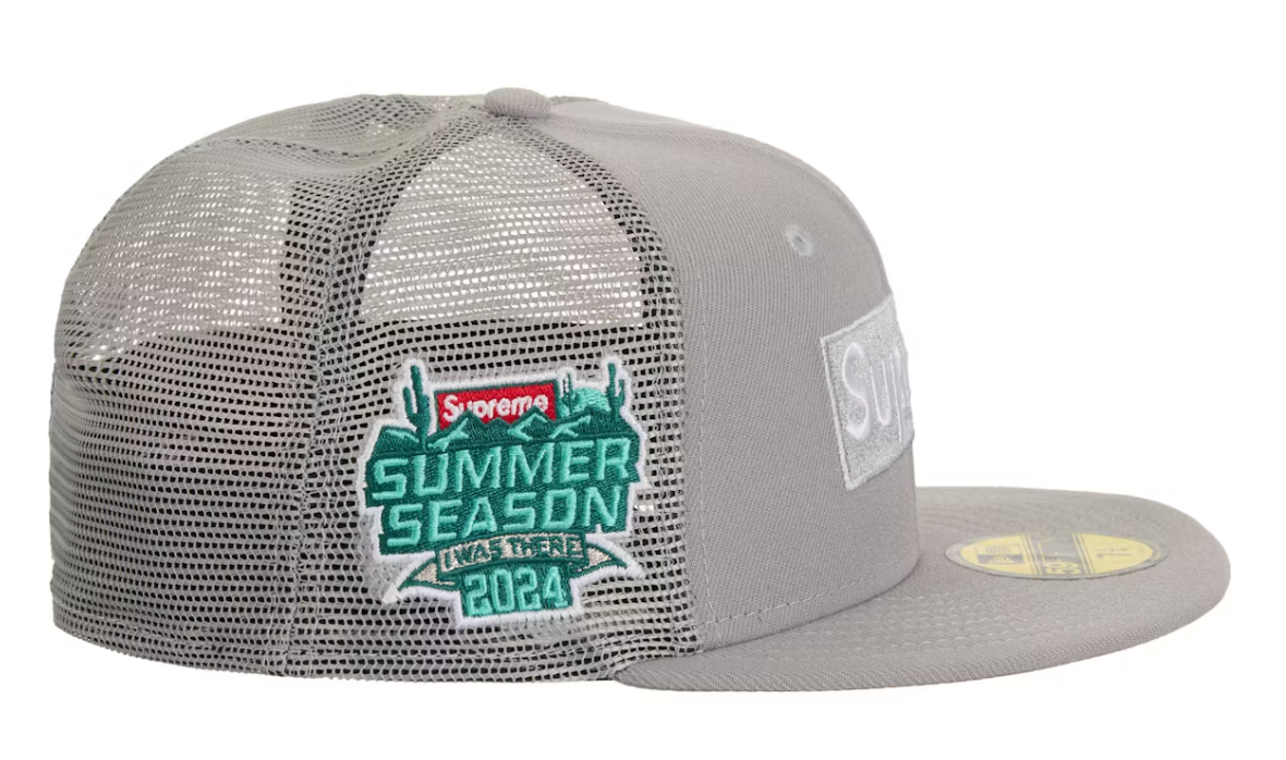 Supreme Box Logo Mesh Back New Era Cap (SS24) Gray