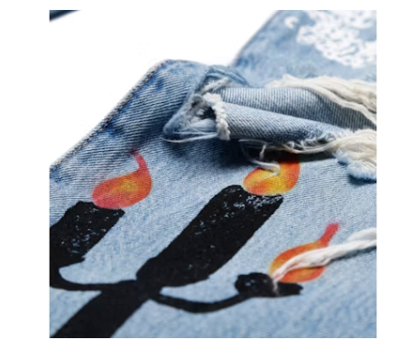Denim Tears Virgil Abloh Message in a Tear Printed Jeans Blue