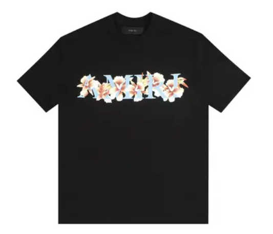 Amiri Hibiscus Logo Tee Black