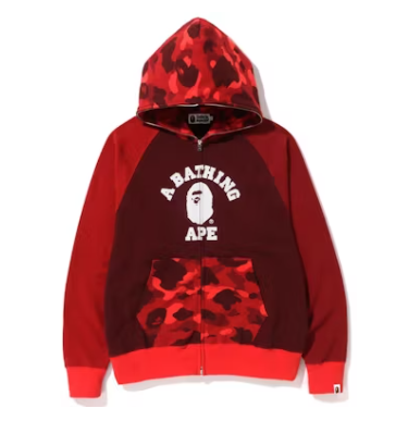 BAPE Color Camo Relaxed Fit Full Zip Hoodie Red