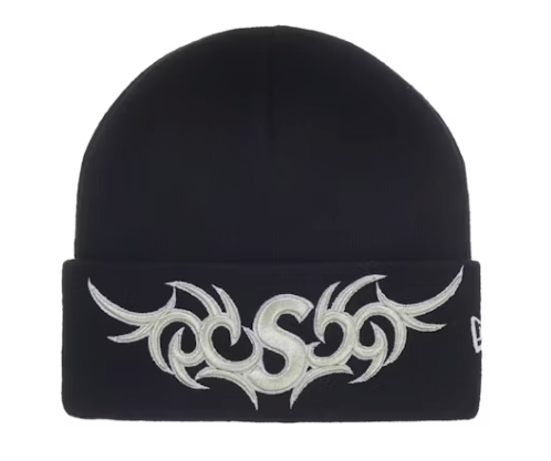 Supreme New Era Tribal S Logo Beanie Black