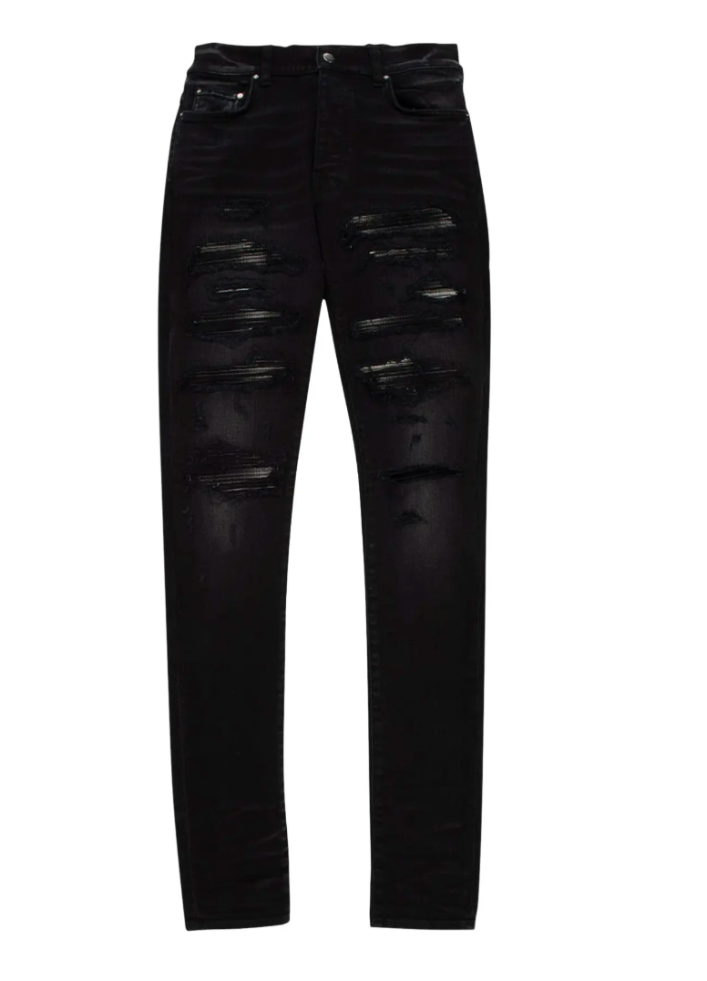 Amiri Plaid Thrasher Jean Aged Black