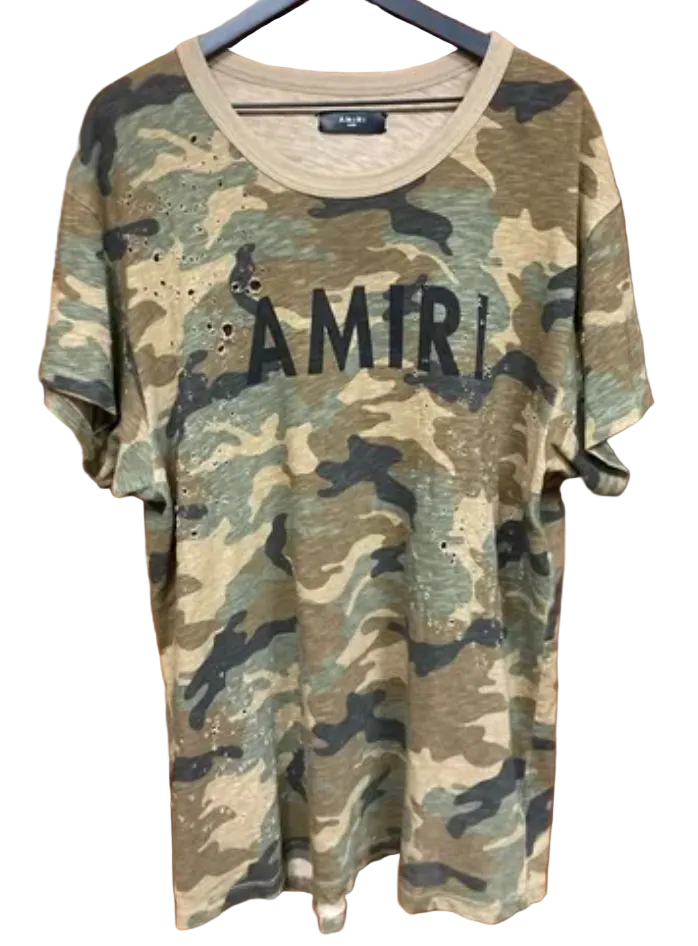 Amiri Shotgun Camo Distressed Tee