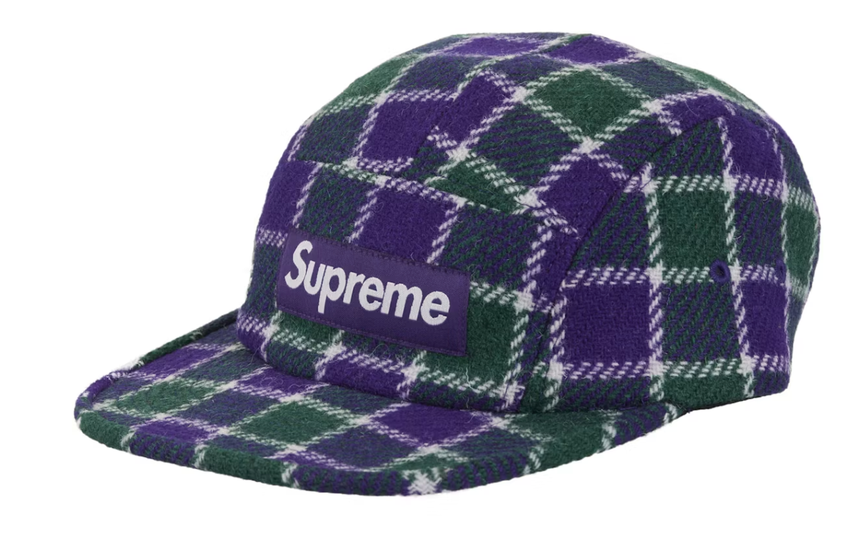 Supreme Harris Tweed Camp Cap Green Plaid
