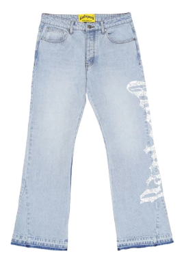 Godspeed OG Logo Flared Denim Printed Jean Blue
