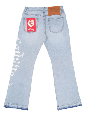 Godspeed OG Logo Flared Denim Printed Jean Blue