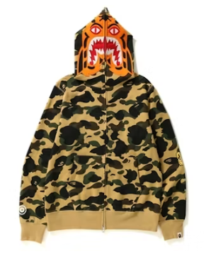 BAPE 1st Camo Tiger Full Zip Hoodie Yellow