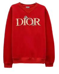 Dior Judy Blame Pin Embroidered Crewneck Red