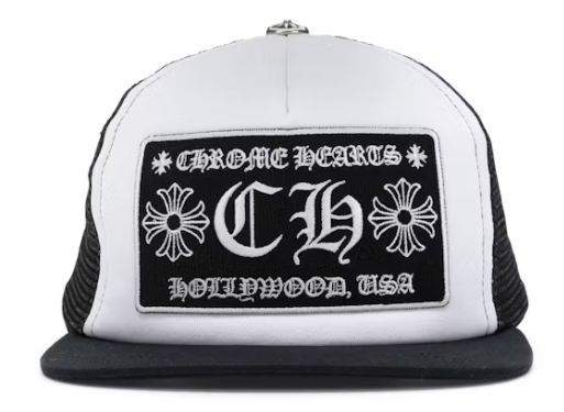 Chrome Hearts CH Hollywood Trucker Hat Black/White