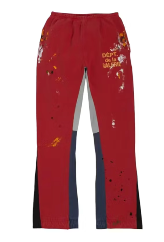 Gallery Dept. Paint Splatter Flared Sweatpants Red
