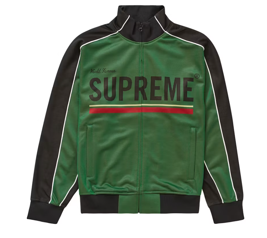 Supreme World Famous Jacquard Track Jacket Green