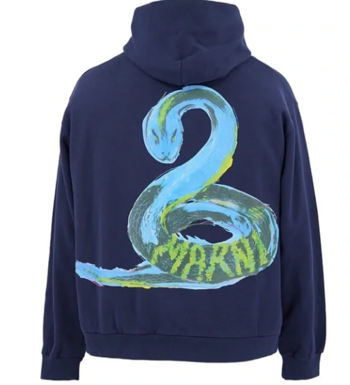 Marni Python Brushed Hoodie Navy