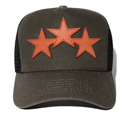 AMIRI Three Star Trucker Hat Military Green