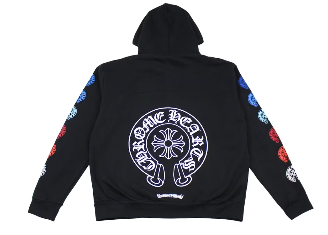 Chrome Hearts Multi color Horseshoe Logo Zip Up Hoodie Black
