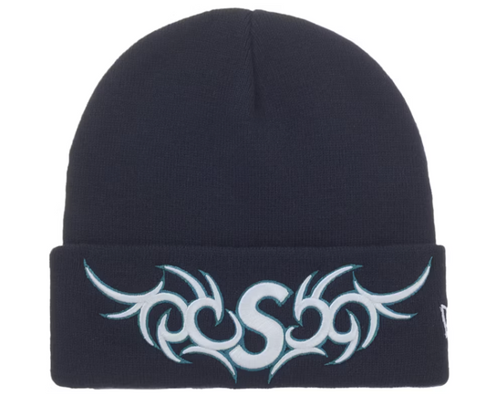 Supreme New Era Tribal S Logo Beanie Navy