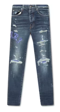 Amiri MX1 Blue Bandana Patch Jeans Dark Indigo