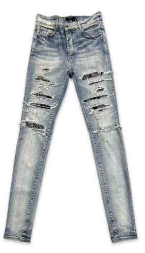 Amiri Black Bandana Thrasher Jeans Clay Indigo