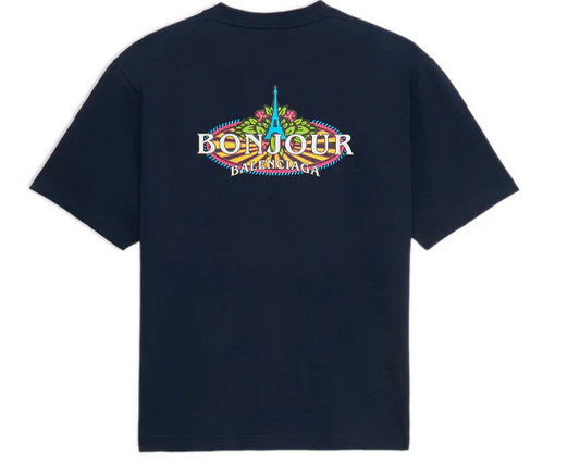 Balenciaga Bonjour Balenciaga Tee Navy
