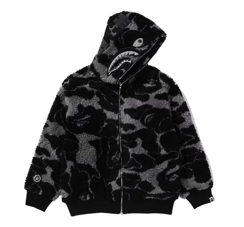 BAPE ABC Camo Boa Shark Relaxed Fit Hoodie Black