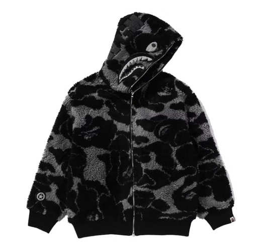BAPE ABC Camo Boa Shark Relaxed Fit Hoodie Black