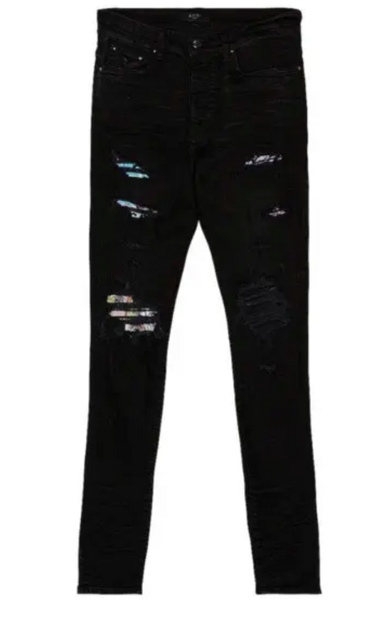 Amiri Thrasher Hawaiian Patch Jeans Black
