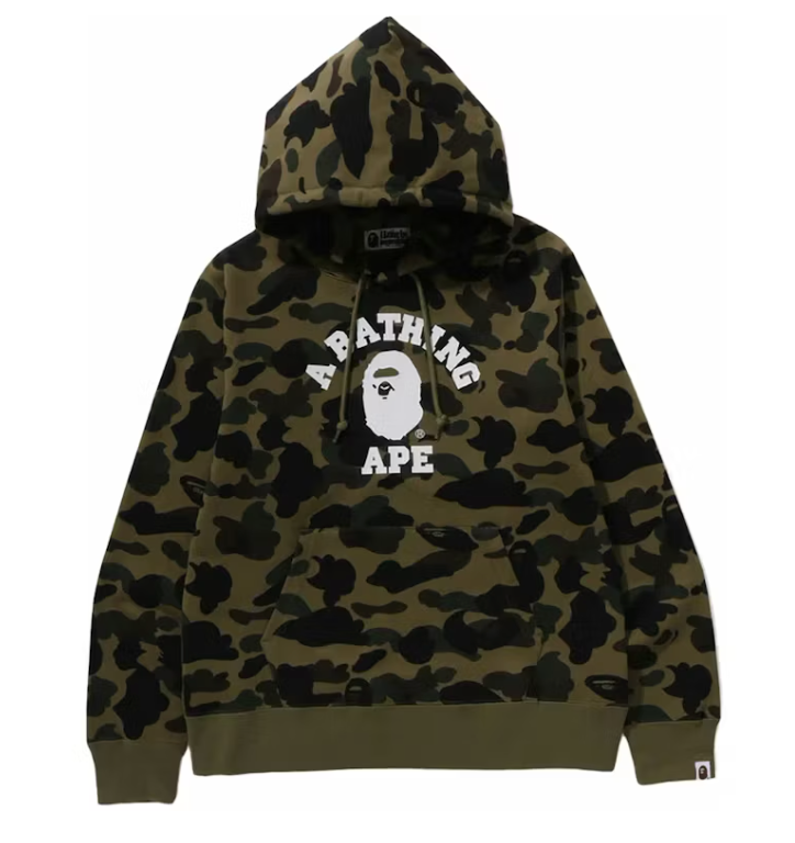 BAPE 1st Camo College Pullover Hoodie (FW23) Green