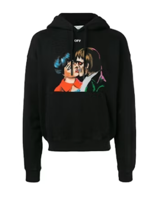 OFF-WHITE Kiss Over Printed Hoodie Black