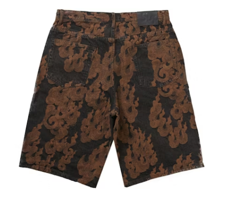 Supreme Flames Jacquard Baggy Denim Short Washed Black