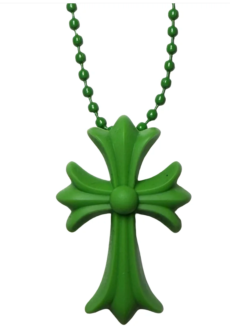Chrome Hearts Green Silicone Cross Necklace