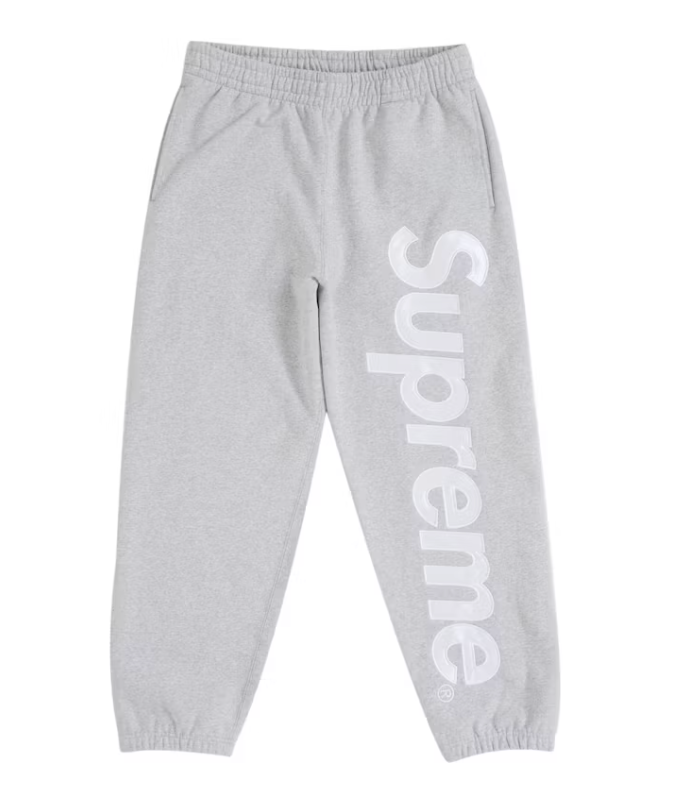 Supreme Satin Appliqué Sweatpant (FW25) Heather Grey