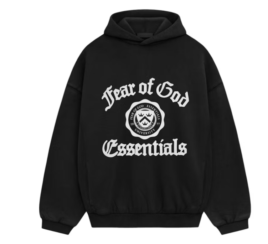 Fear of God Essentials Heavy Fleece Vintage Shrunken Hoodie Black