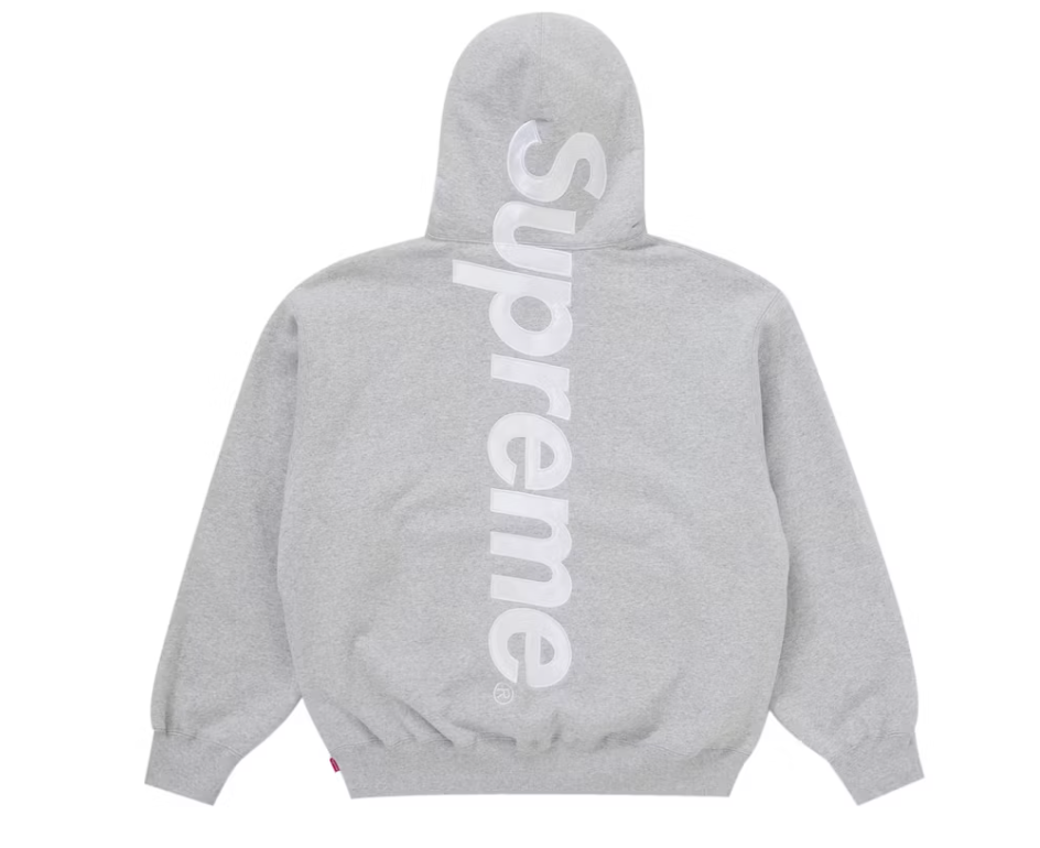 Supreme Satin Appliqué Hooded Sweatshirt (FW25) Heather Grey