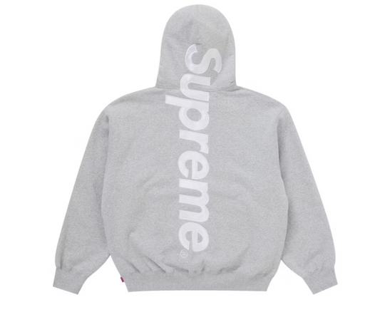 Supreme Satin Appliqué Hooded Sweatshirt (FW25) Heather Grey