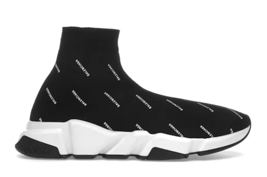 Balenciaga Speed Trainer Mid Logo Print Black