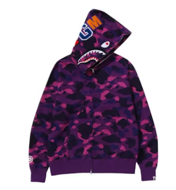 BAPE Color Camo Shark Full Zip Hoodie (FW24) Purple